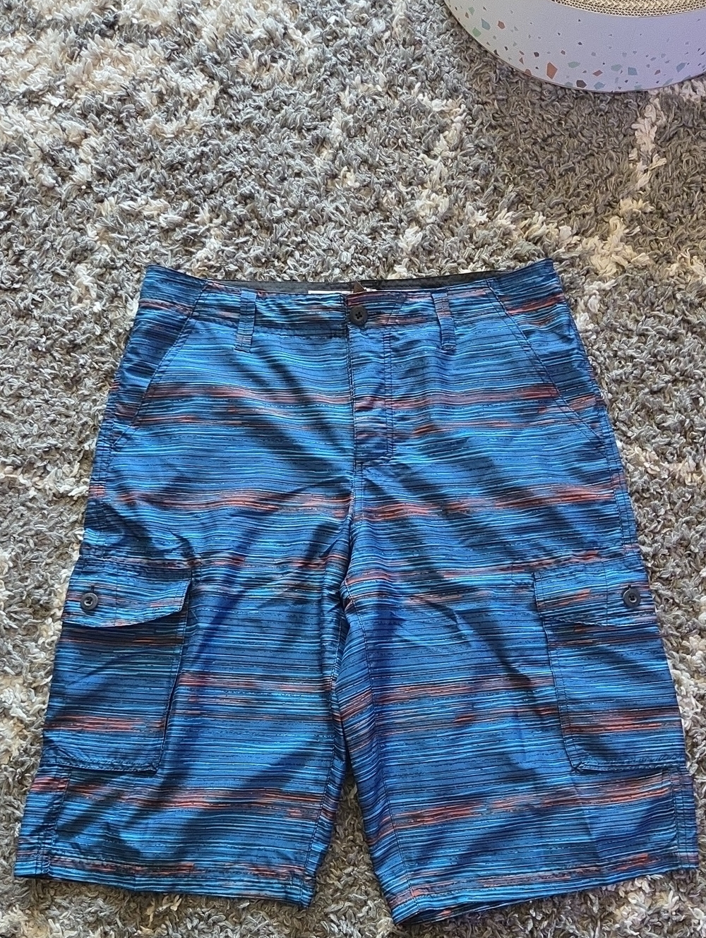 Ocean Current Black and Orange Stripe Shorts
